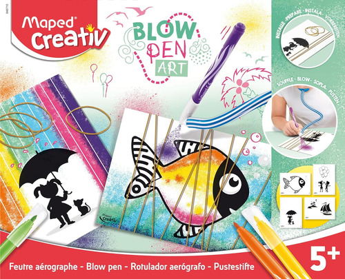 Box Maped Blow Pen Art X24 Piezas Efecto De Soplar + Cuerdas