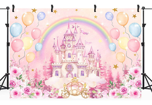 Fondo De Fotografía De Cumpleaños De Niña Princesa Castillo