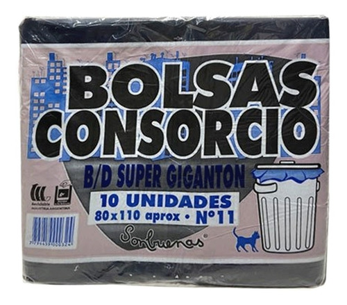 Bolsas Consorcio 80x110 Sobre Giganton Pack 10u Negras