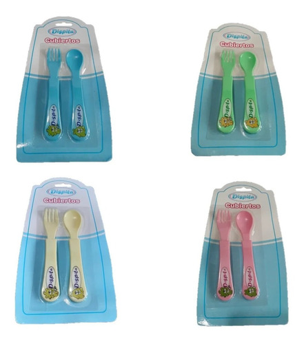 Imagen 2 de 3 de Set De Cuchara Y Tenedor Decorados Para Bebe Libre De Bpa