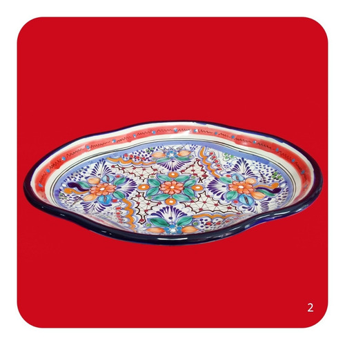 Imagen 2 de 2 de Charola Pavera Mediana De Talavera Poblana Colores M2 Chr
