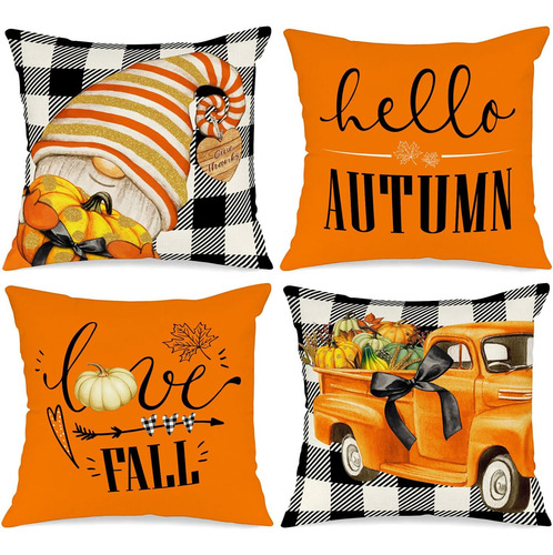 Ywlake Juego De 4 Fundas De Almohada De Otoño De 18 X 18 Pul