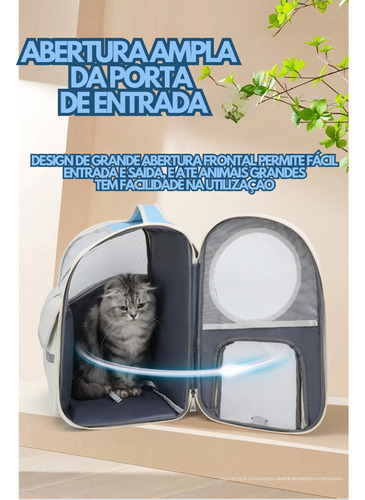 Mochila Transporte Gato Cães Até 10kg Respirável Com Rodinha