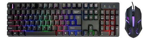 Teclado Mouse Usb Gamer Retroiluminado Español - Tecnomati Color Del Teclado Negro Idioma Español Latinoamérica