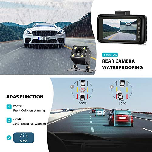 Dash Cam Car Recorder Fhd 1080p Front And Rear For Loop Ips