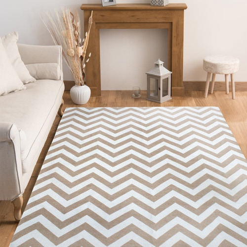 Imagem 2 de 8 de Tapete Chevron Antiderrapante 1,32 M X 2,00 Preto/cru