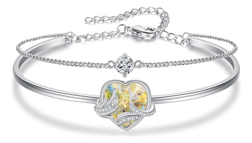 Austríaco Cristal Ángel Ala Amor Corazón Pulsera Corazón Enc