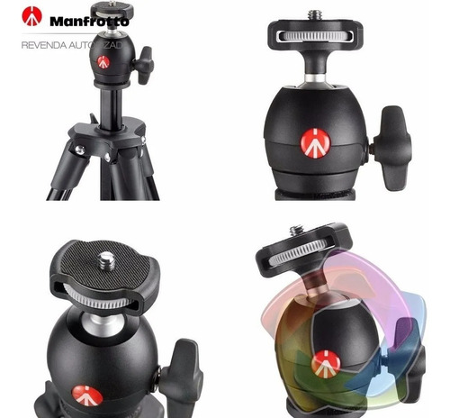Imagem 3 de 6 de Tripé Manfrotto Compact Light Black Câmera Digital Universal