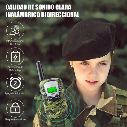 Imagen 2 de 7 de Un Par De Radio Walkie Talkie Para Niños De Diseño Camuflaje