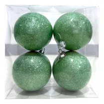 Comprar Set 4 Bolas Navideñas Brillantes Verde 10cm Decoración Árbol