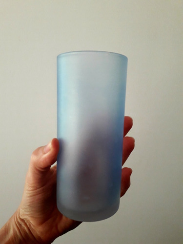 6 Vasos Altos Vidrio Esmerilado, Celeste Cielo, Divinos!!