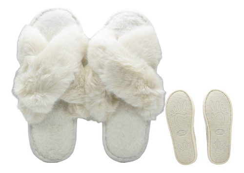 Pantuflas Mujer Peluche Cruzadas Dama Invierno Del 36 A 39