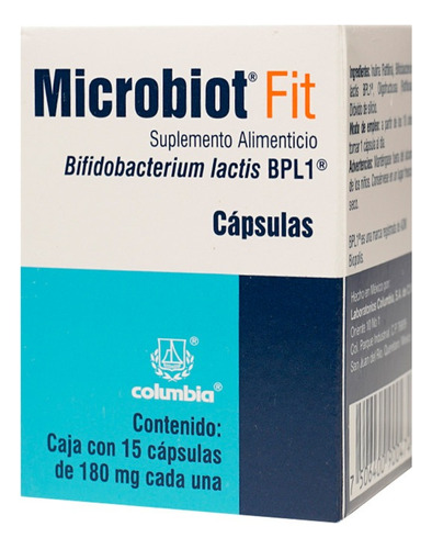 Suplemento Alimenticio Microbiot Fit 15 Capsulas. Sabor Sin sabor