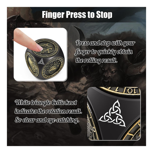 Dnd Spinner Dice, 7 En 1 Dice De Metal Único Con Alivio 3d Y
