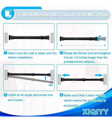 Cortina De Ducha Tension Rod Xiqiyy Strong, Pequeña, 40-70 C
