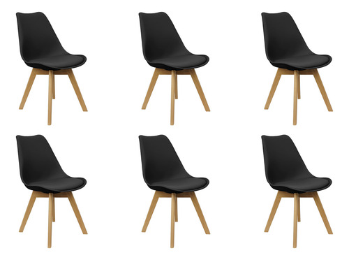 Kit 6 Cadeiras Charles Eames Leda Luisa Saarinen Estofada