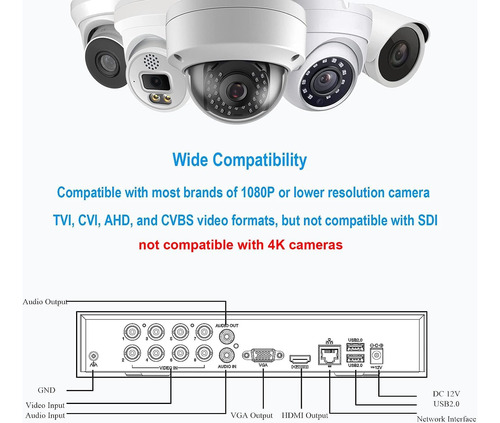 Grabador Dvr 1080p De 2 Mp De 8 Canales Para Cámaras Coaxial