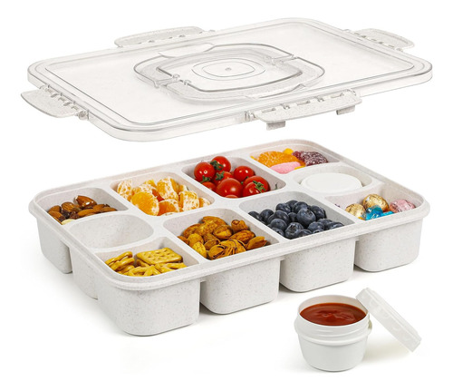 Bandeja Grande De 10 Compartimentos Para Servir Con Tapa Y A