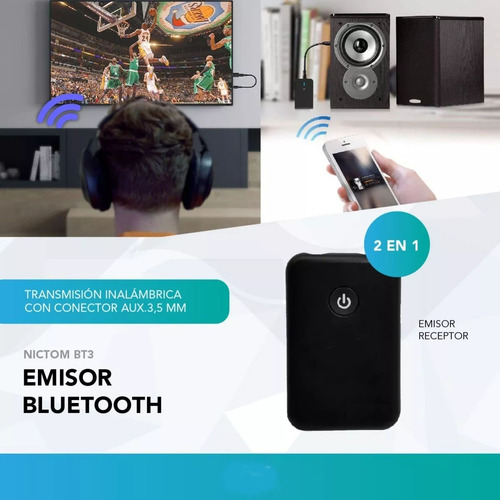 Emisor Transmisor Receptor Bluetooth Audio Tv Smart Aux Pc