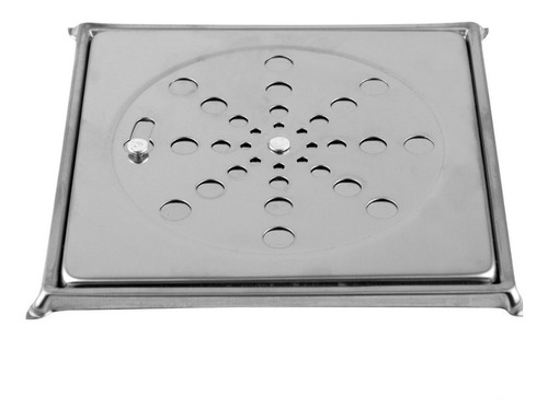 Ralo Tampa Grelha Inox Quadrada 10x10cm Com Fecho + Caixilho