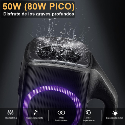 Parlante Ewtto ETP406B Portátil con Bluetooth Waterproof Color Negro 110V/220V