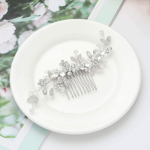 Asooll Boda Flor Cristal Novia Peine Para El Cabello Accesor