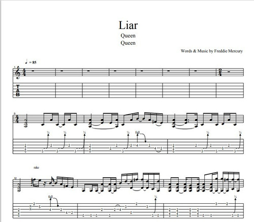 Queen 1 * Partituras Tablaura Acordes De Guitarra