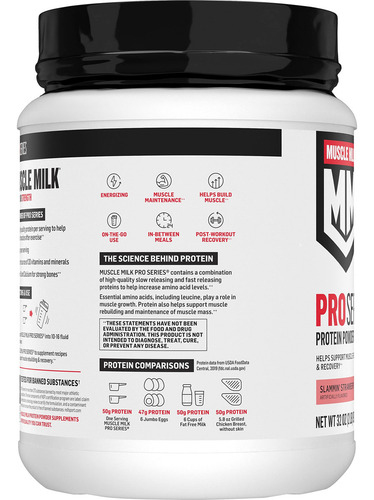 Muscle Milk Pro Series Proteína En Polvo, Fresa, 2 Libras P