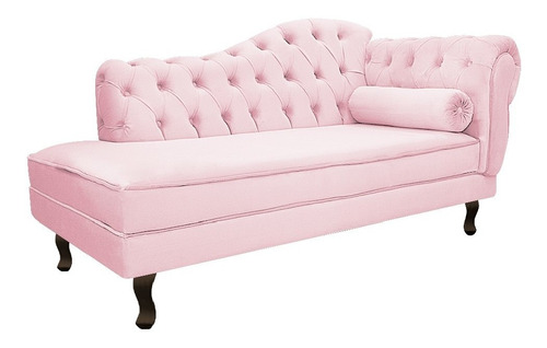 Recamier Divã Namoradeira Juliana 140 Cm Rosa Bebê Corino