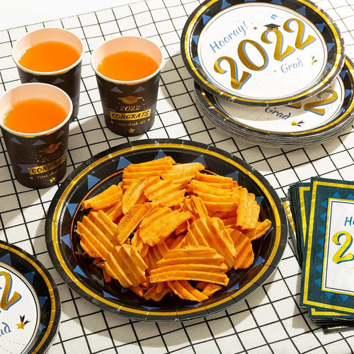 Graduation Paper Plates And Napkins Cups Sets Blue And Gold