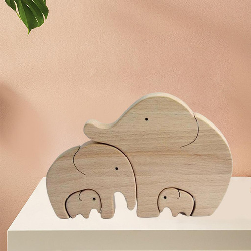 Lindo Familia Estatua Figuras De Madera Animal Escultura