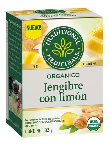 Té Orgánico De Jengibre Con Limón 32 G