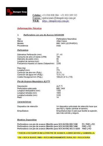 Perforadoras (jackleg) Para Superficie, Socavon Y Martillos