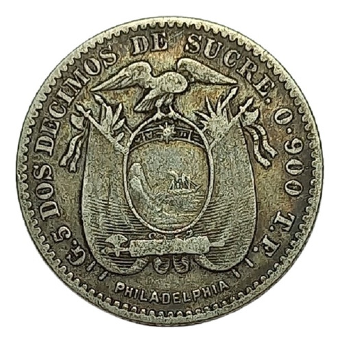 Ecuador - 2 Decimos De Sucre 1895 - Km 51,4 (ref 065)