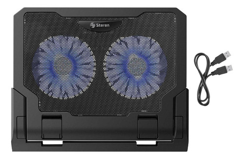 Com-098 Base De Enfriamiento Para Laptop C/led 5 Posiciones Negro Azul