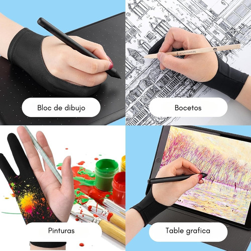 Guantes Negros Tableta Gráfica Dibujo Reduce Fricción Sudor