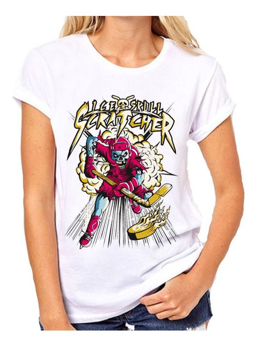 Remera De Mujer Ice Skull Scratcher Calavera Hockey