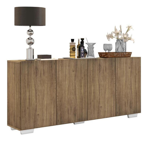 Aparador Buffet 4 Portas Veneza Multimóveis V3557 Cor Rustic/branco