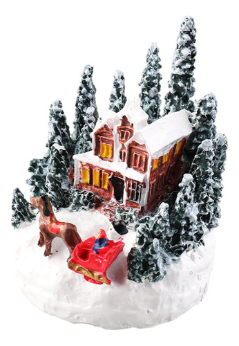 Casa Iluminada Navideña, Figuras Navideñas En Miniatura De
