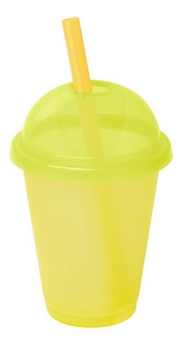 Vaso Frappe Raspa Con Tapa Tipo Domo Y Popote 500ml 10 Pzs Amarillo