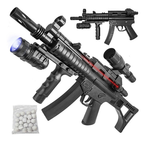 Imagen 9 de 10 de Rifle Subfusil Airsoft Mp5 Replica Resorte Laser Linterna