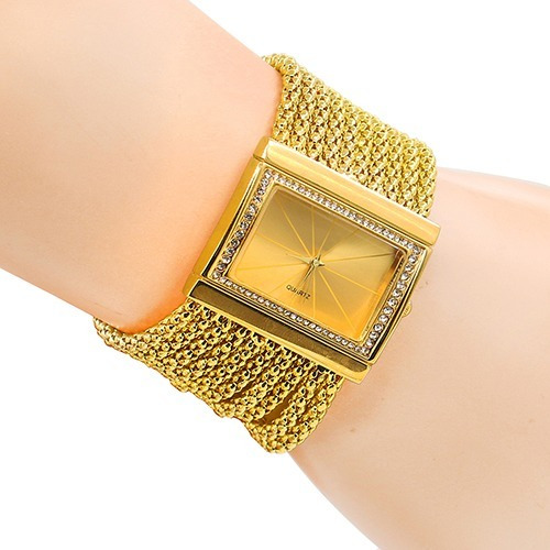 Relógio Feminino , Bracelete , Cristal Analógico.dourado