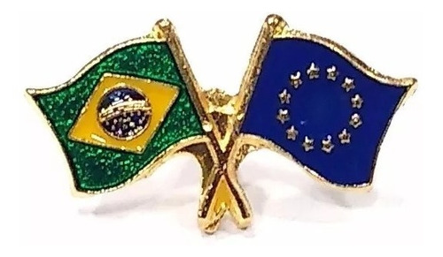 Bótom Pim Broche Bandeira Brasil X Comunidade Européia