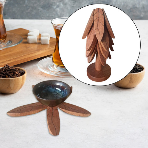 Posavasos De Madera Con Forma De , Juego De 4 Piezas