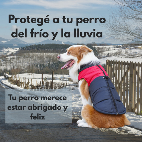 Campera Perro Impermeable Con Arnes(50 Cm De Largo Del Lomo) Rojo