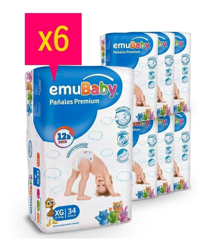 Pañales Emubaby Premium X6 Paquetes - Talla  Xg- 34