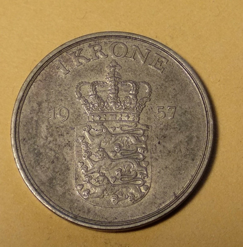 Dinamarca Moneda 1 Corona 1957. Usada !!! (Usado)