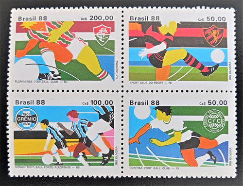 Brasil Deportes, Serie Yv 1484-1487 Fútbol 1988 Mint L18864