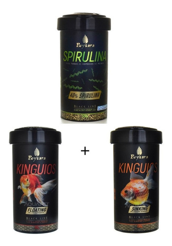 Kit Ração Poytara Sinking 130g+floating 95g+spirulina 120g