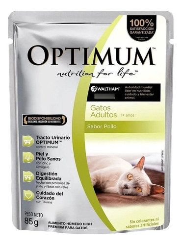 Alimento Optimum Gato Adulto Pouch Sobre 85 G X12 Unidades